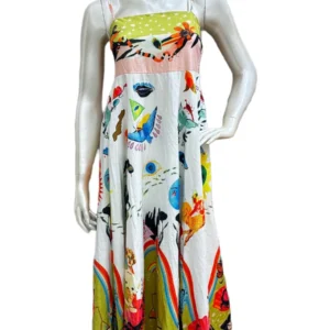 Multicolor Artistic Printed Sleeveless Maxi Dress