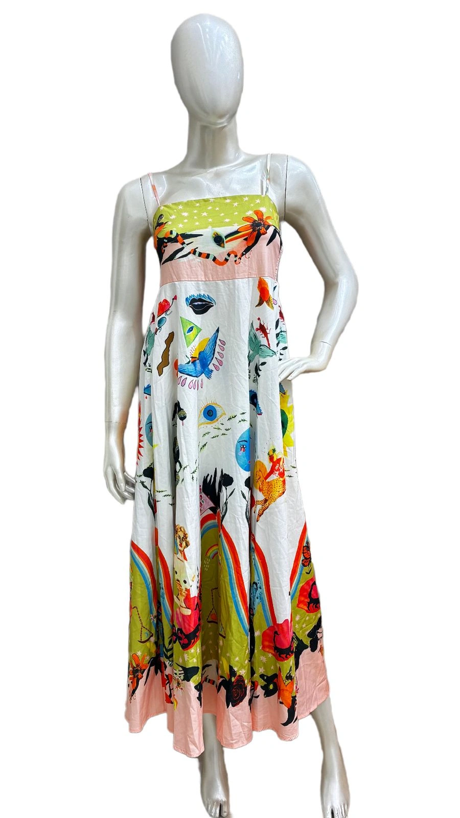 Multicolor Artistic Printed Sleeveless Maxi Dress