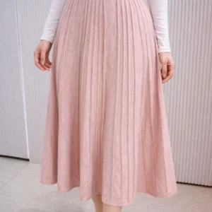 Women’s Elegant Blush Pink Pleated Midi Skirt