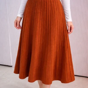 Women’s Rust Pleated Midi Skirt