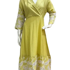 Lime Yellow Lace Detail Midi Dress
