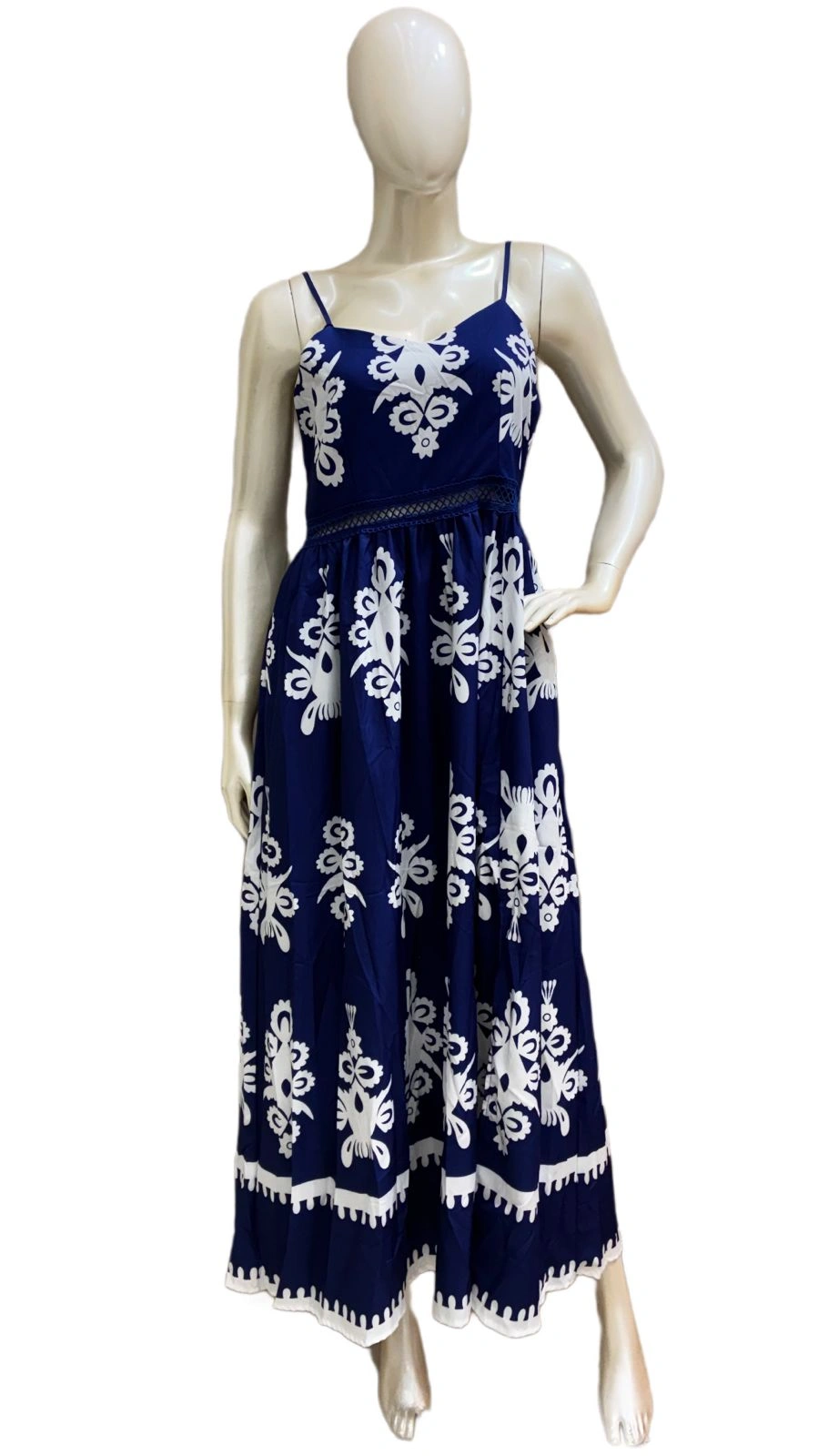 Navy Blue Floral Printed Maxi Dress
