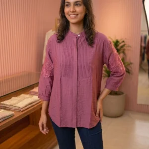 Women’s Mauve Embroidered Casual Top