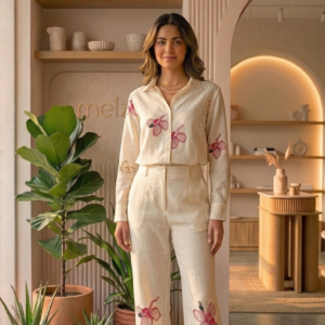 Floral Embroidered Straight-Leg Set