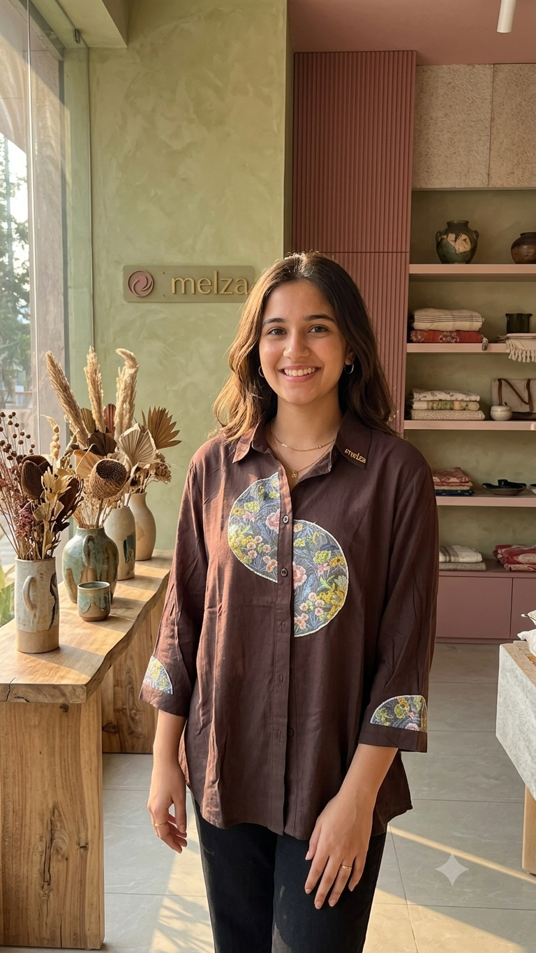 Botanical Print Oversized Shirt