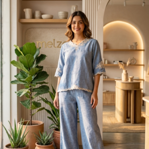 Embroidered Linen Co-ord Set