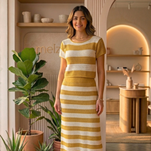 Crochet Striped Skirt Set