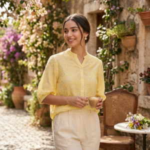 Floral Embroidered Button-Front Shirt
