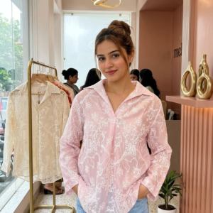 Floral Embroidered Sheer Shirt