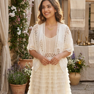 Crochet Detail Tiered Frock